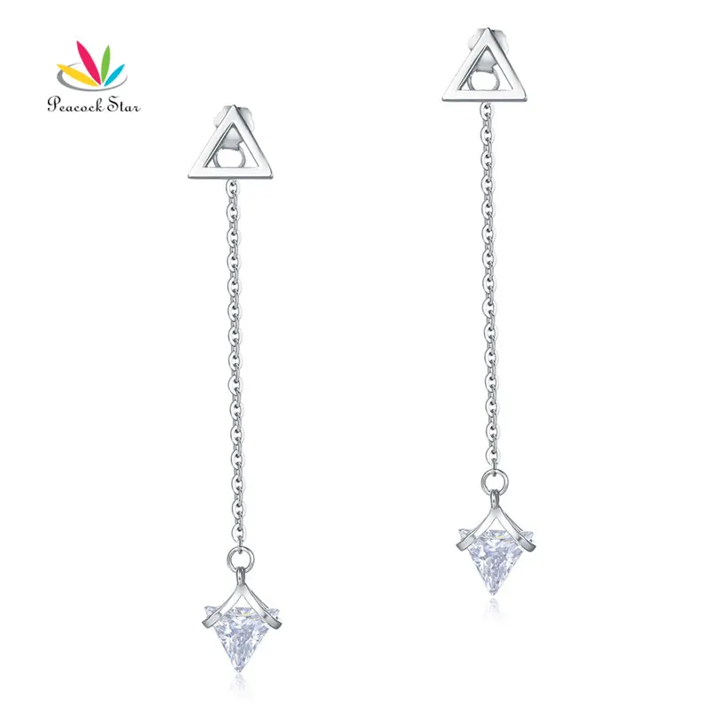 

Peacock Star Solid 925 Sterling Silver Earrings Created Diamante Fashion Bridal Bridesmaid Gift CFE8158