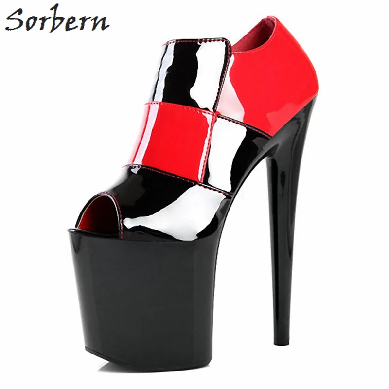 Sorbern 20Cm Spike High Heels Slip On Platform Heels Womens Heels Black Shoes For Women Runway Shoes Sexy Heels Thick Platform