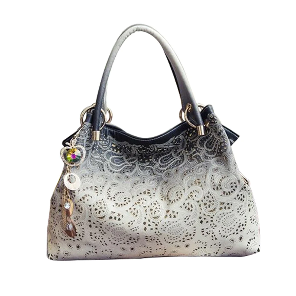 

Flower Hollow Out Large Faux Leather Tote Shoulder Bag Fashion Women Handbag