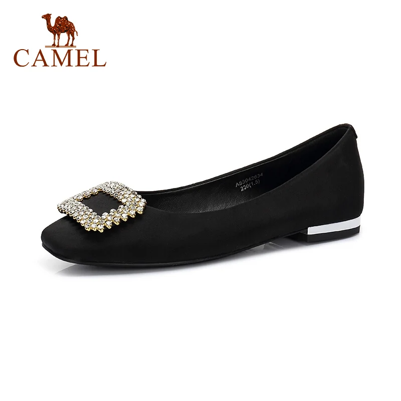 

CAMEL Women New Elegant Single Shoes Women Suede Leather Low Flats Mary Jeans Shoes For Ladies Soild Soft Comfort Point Toe