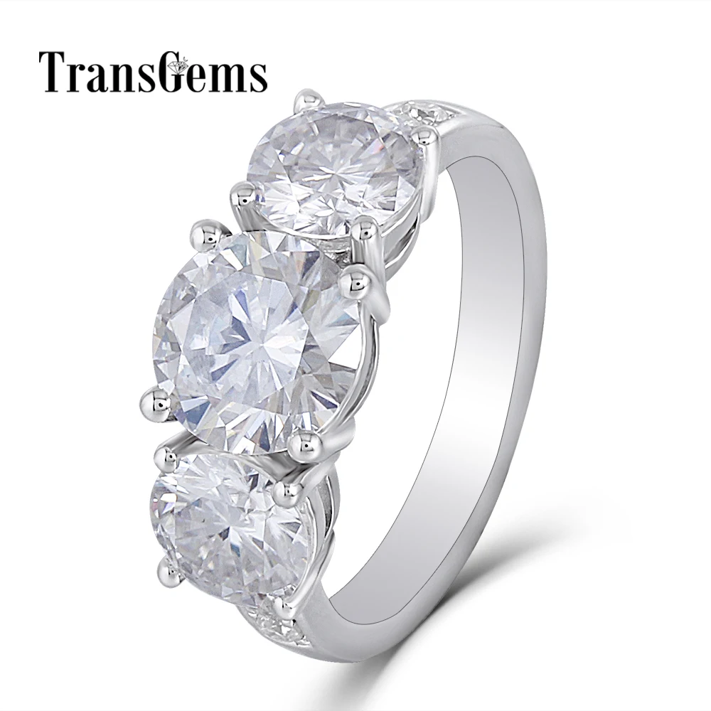 moissanite 3 stone emgagement ring (1