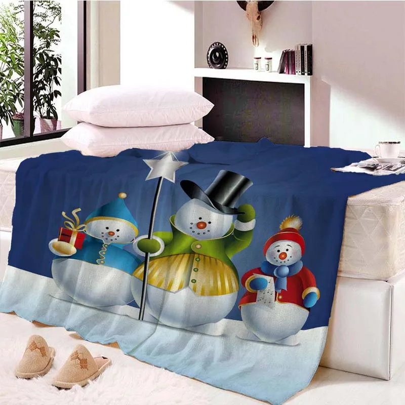 Christmas Snowman Cartoon Children Blanket DIY Printed Winter Sofa
