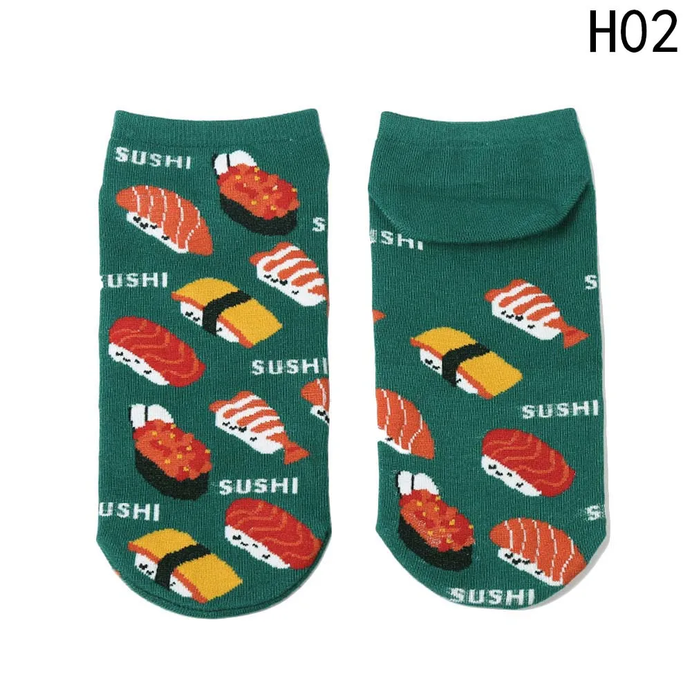 Женские носки с рисунками, креативные носки с принтом плюса, Счастливого кота, рыбы, суши, носки со смешным рисунком, Calcetines, японские милые носки Харадзюку