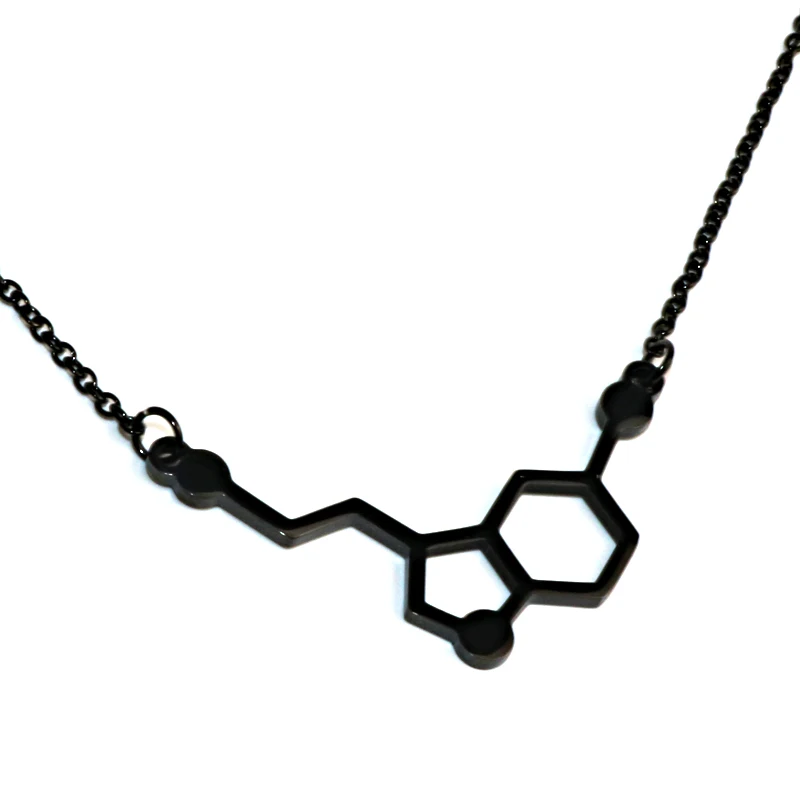 Молекулярный серотонин дофамин Ацетилхолин кулон ожерелье для мужчин и женщин биологический символ уникальная научная бижутерия подарок VN052 - Окраска металла: Black pendant
