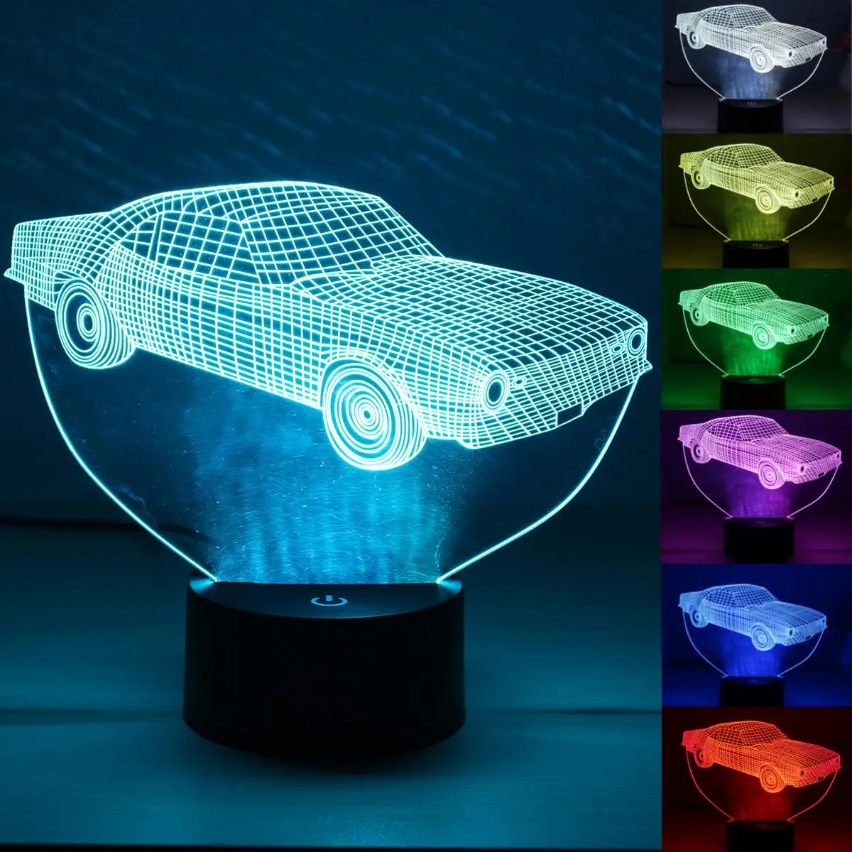 

Visual 3D USB Power Car Shaped LED Touch Sensor Switch Night Light Desk Table Book Lamp Home Decor Colorful Brightness