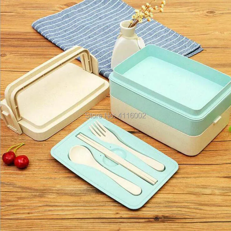 

10pcs Wheat Straw Multifunctional Preservation Lunch Boxs Containers With Compartments Bento Box For Kids Picnic Food Container