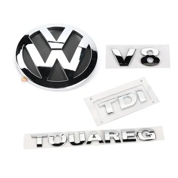 

4pcs Chrome V8 TDI TOUAREG Rear Badge Boot Emblem 7L6 853 630 A for VW Touareg 2003 2004 2005 2006 2007 2008 2009 2010