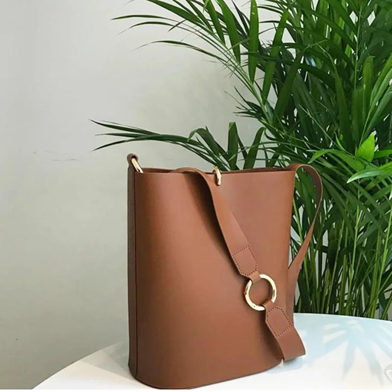 Брендовая Минималистичная сумка-мешок из искусственной кожи, роскошные ...