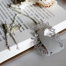 Yiwi butterfly Cat Bookmarks High-Grade Gold Color Leaf Texture Reading Pages Books Mark Student Stationery