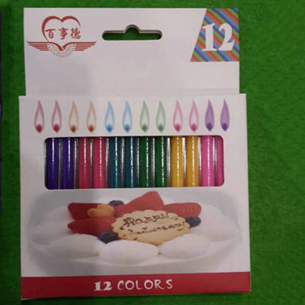 

12PCS /Set Color Random Multicolour Flame Birthday Christmas Candle Home Decoration Multicolour Flame Candles For Wedding