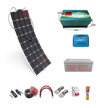 

Kit solar 12v Panel Solar Flexible 150W Inversor 1000w con Cargador 25A