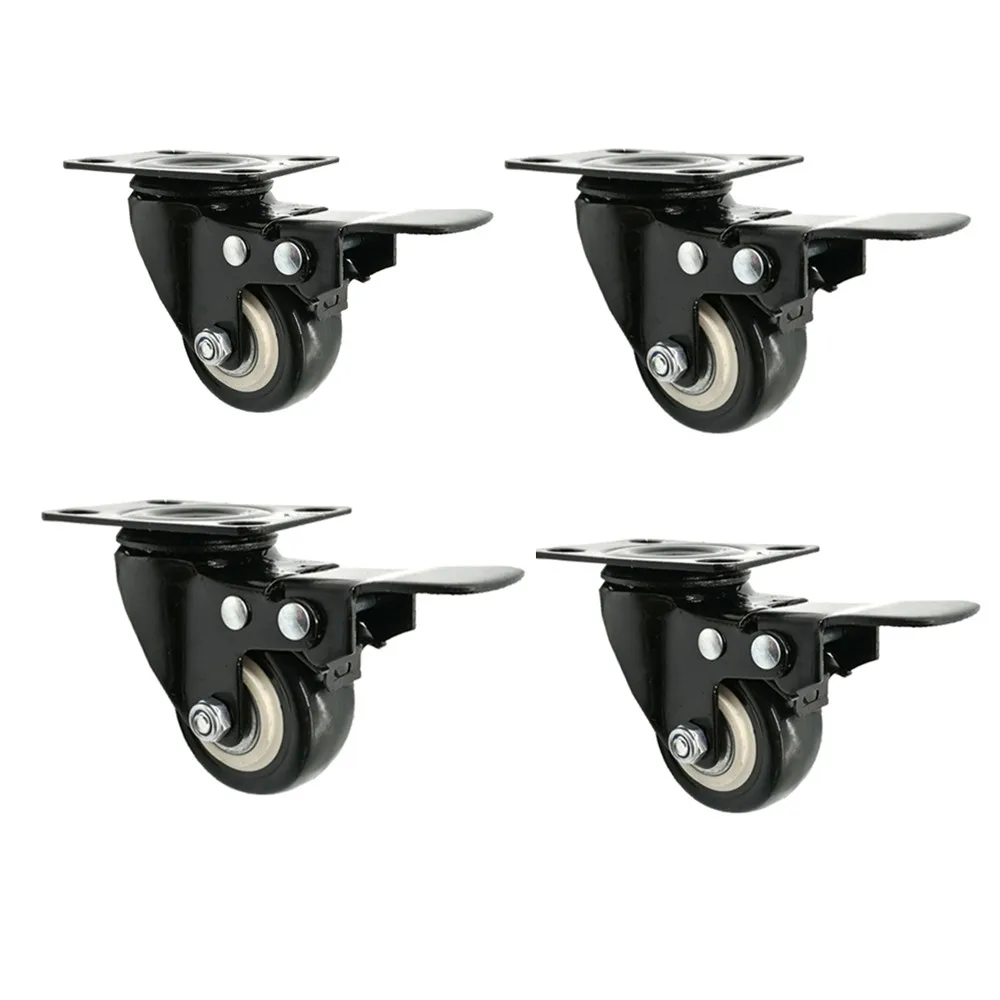 

1.5'' Swivel Casters Wheel 4 Pack PU Rubber Swivel Casters with 360 Degree Each Wheel Capacity 40kg ,With Brake