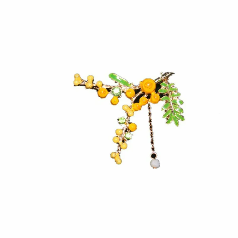 Модные Роскошные Броши Mimosa эмалированная глазурь ювелирное изделие в богемном