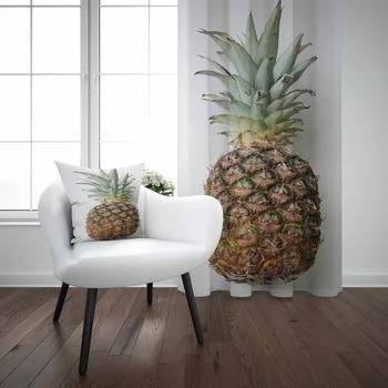 

Else White Floor Green Leaves Brown Pineapple 3d Print Living Room Kitchen Window Panel Set Curtain Combine Gift Pillow Case