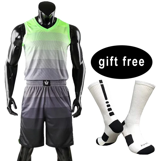 Для мужчин для возраста от двух до девяти лет детская Для мужчин возврат майка баскетбольная комплект Молодежная Спортивная одежда баскетбол в колледже форменная одежда - Цвет: green socks free