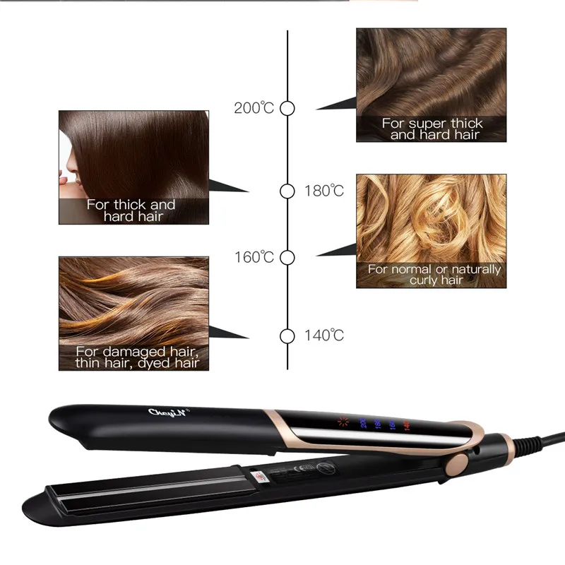 Дальний инфракрасный электрический выпрямитель для волос Керамический выпрямитель для волос утюжок для завивки волос двойного назначения Профессиональный парикмахерский инструмент 31