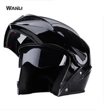 Preto casco do capacete Da Motocicleta capacete de moto cafe racer capacete Virar para cima capacetes Rosto Cheio viseira dupla lente de motociclista