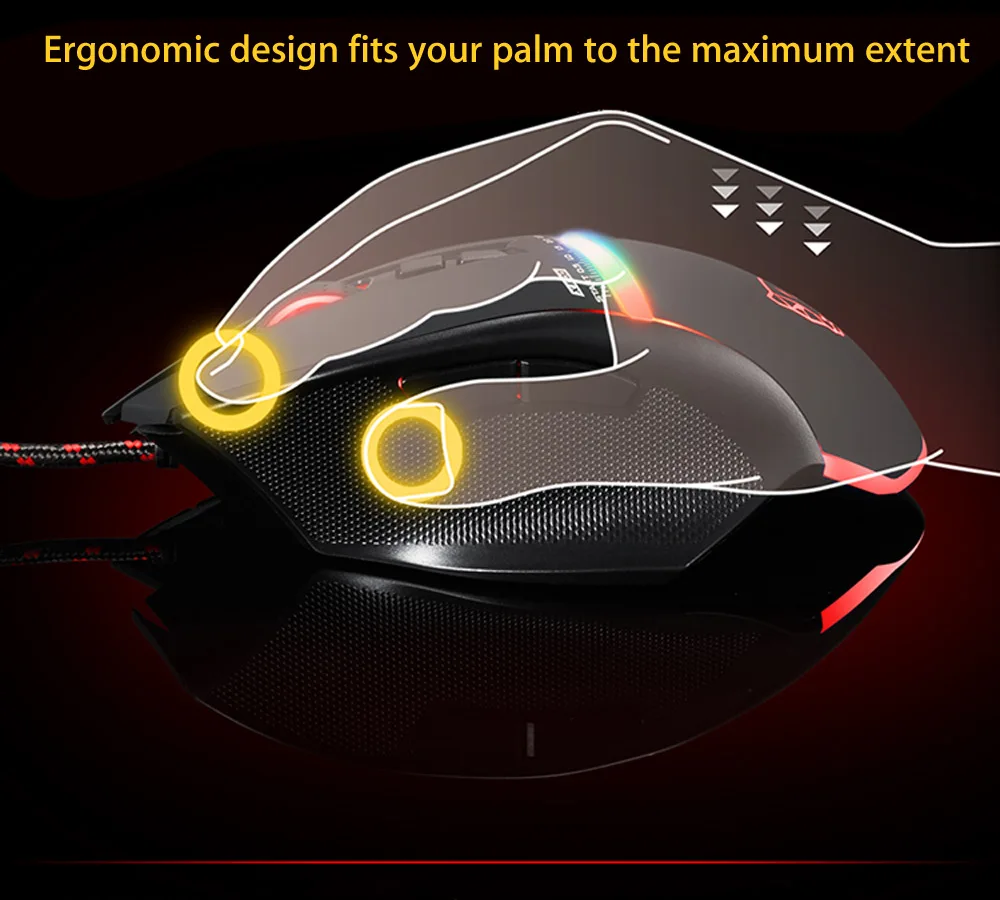 Motospeed V10 4000 Точек на дюйм Проводная Оптическая USB Профессия Игры Мышь с светодиодный Подсветка 7 кнопок для ноутбука/Desktop/ ПК