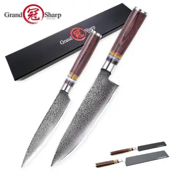 Damascus Knife Set 2 Pcs Chef Kitchen Knives Japanese Damascus vg10 Stainless Steel Chef Utility Kitchen Accessories Gadgets NEW Damascus Knife Set 2 Pcs Chef Kitchen Knives Japanese Damascus vg10 Stainless Steel Chef Utility Kitchen Accessories Gadgets NEW