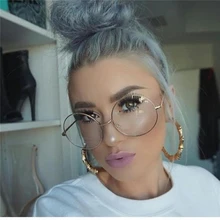 Gafas redondas de gran tamaño para hombre y mujer, anteojos de Metal grandes, circulares, redonda montura para gafas, gafas de moda
