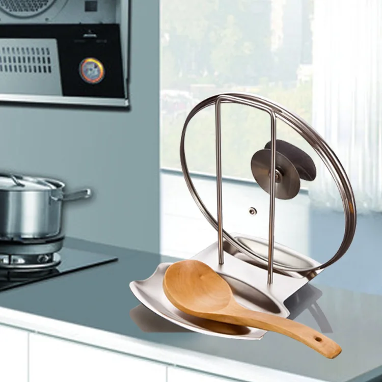 

Kitchen Accessories Stainless Steel Pan Pot Rack Cover Lid Rest Stand Spoon Holder Home Applicance The Goods