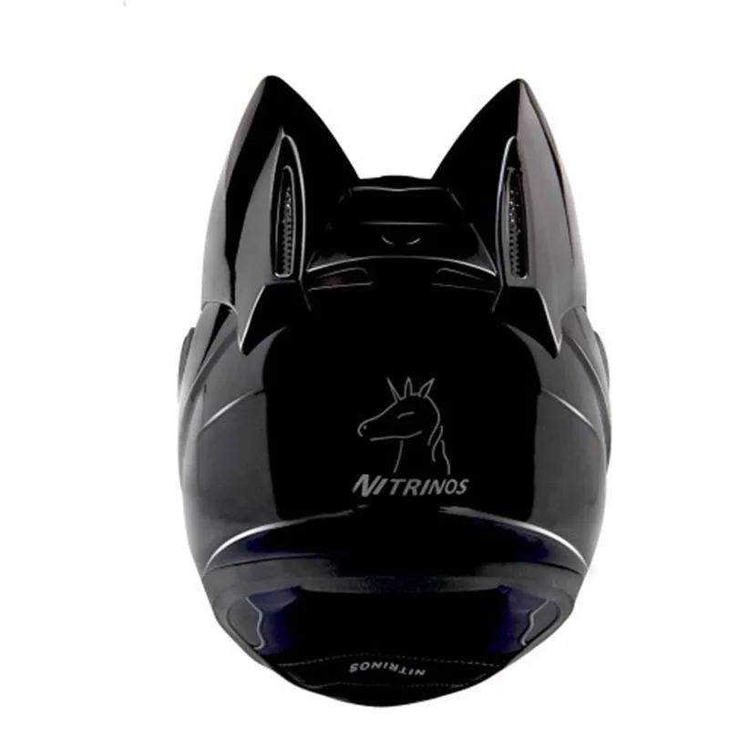 Brand NITRINOS Black Full Face Motorcycle Helmet Personality Cat Helmet Fashion Motorbike Helmet Moto Capacete M /L/XL /XXL Brand NITRINOS Black Full Face Motorcycle Helmet Personality Cat Helmet Fashion Motorbike Helmet Moto Capacete M /L/XL /XXL