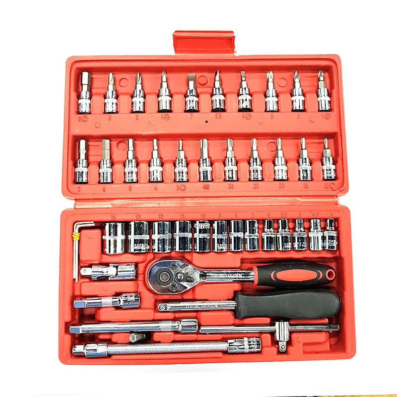 

46pcs/set Car Repair Tool Ratchet Wrench Screw Set Mechanical Hand Combination Repair Bit Set Tool