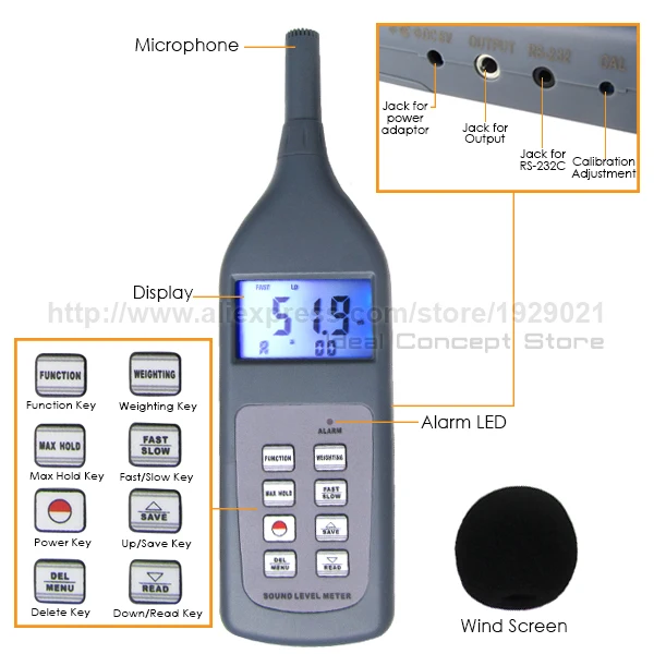 4-Ideal-Concept-Sound-level-meter-SL-5868P-CD-parts