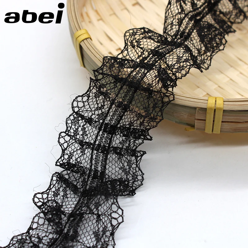 

5yards/lot 3cm Black Lace Ribbon Braided polyester lace trims for dress edge wrapping DIY patchwork Handmade Craft Decoration
