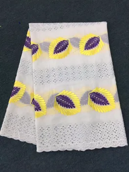 

African Dry Lace Fabric Swiss Voile With Stone Swiss Cotton Lace 2018 African Lace Fabrics For Wedding Dress White Yellow Purple