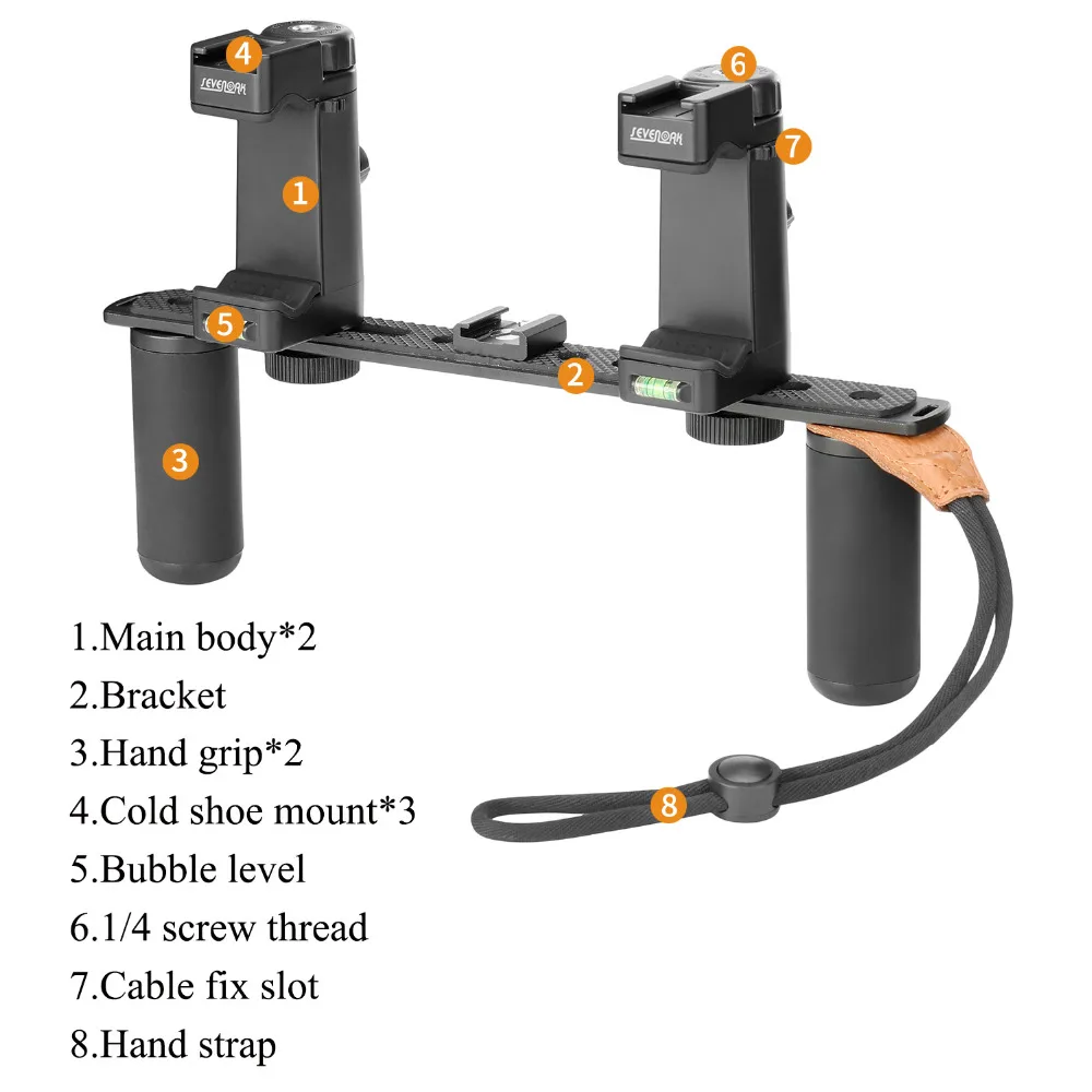 Sevenoak SK-PSC4 видео комплект Ручка Ручной Стабилизатор с ремешком и зажимом для телефона для iPhone 8 GoPro 6 5 экшн DSLR камера