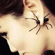 1pc !!punk Style Exaggeration Halloween Black Spider Charm Ear Stud Earrings For Women Statement Jewelry
