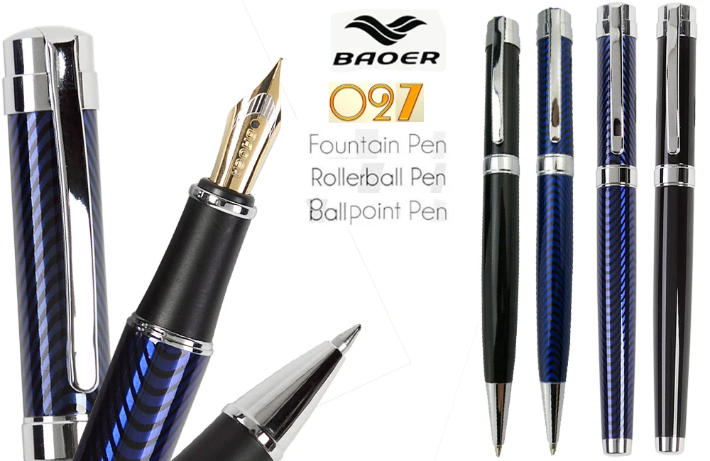 

Set 3 of Fountain pen AND Gel RollerBall pen AND BallPoint pen 2 colors to choose wholesale original BAOER 27 Free Shipping