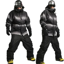 Новое издание "Southplay" Зима 10000 мм водонепроницаемый лыжный сноуборд(куртка+ брюки) наборы-два тона с черными брюками