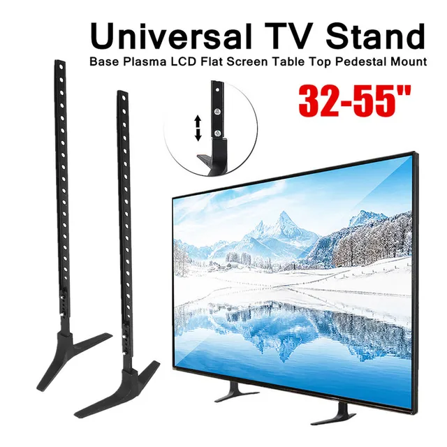 Us 25 06 Universal Tv Stand Base Alloy Steel Plasma Lcd Flat Screen Table Top Pedestal Mount 32 55 Height Adjule Easy Install In