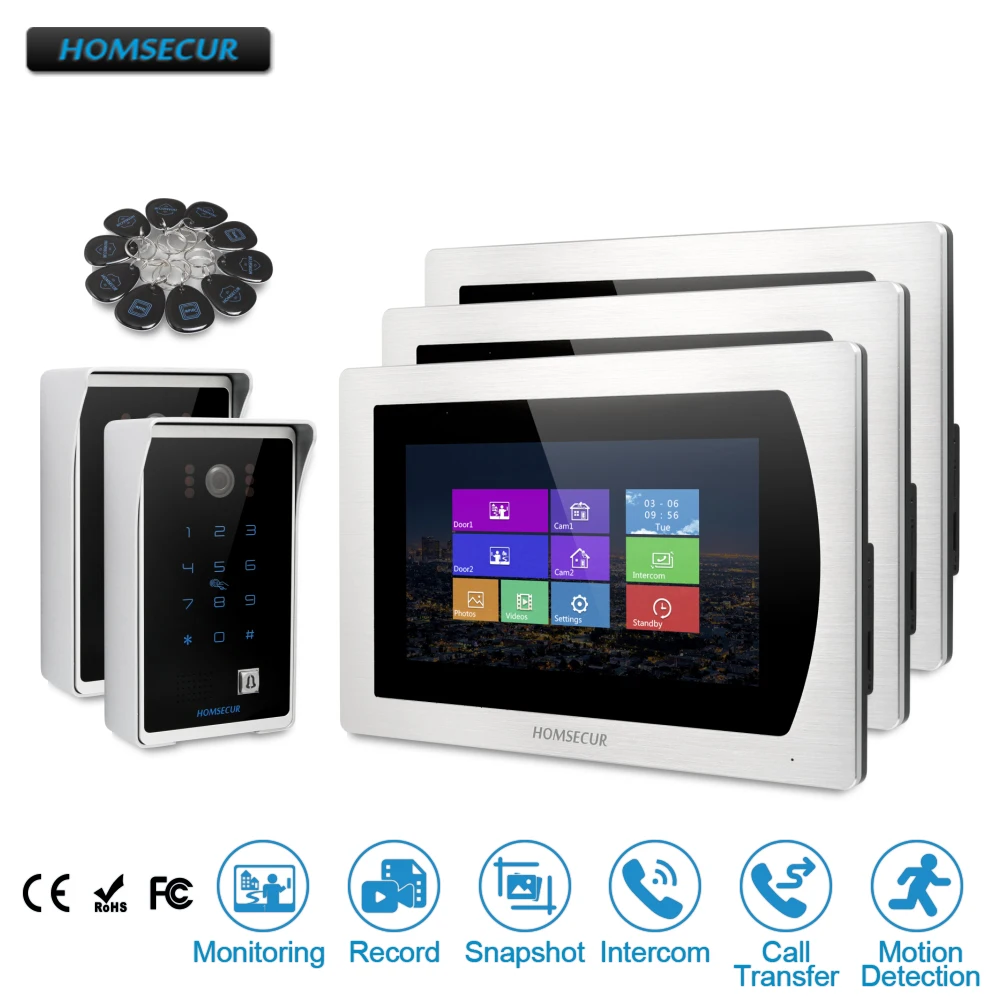 HOMSECUR 7\ Video&Audio Smart Doorbell with Password & ID Access for House/Flat BC081+BM717-S