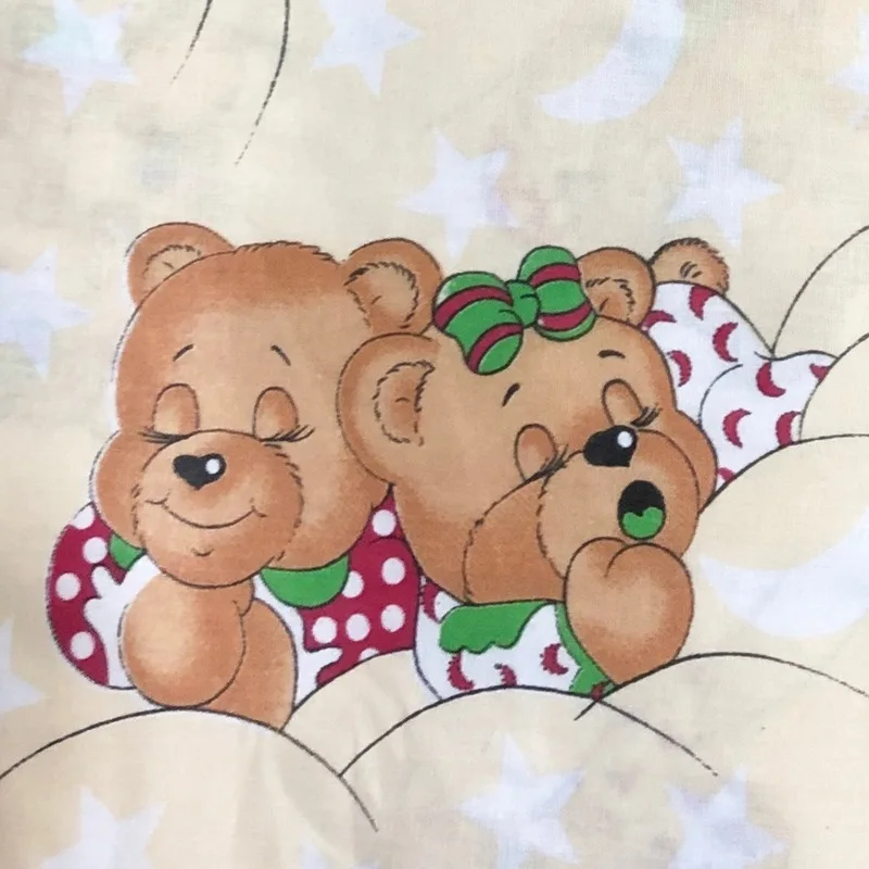 WM 142gsm Сoarse бязь постельное белье из льняной ткани для детей плюшевый мишка непрерывного кроя постельные принадлежности простыни напечатанные хлопок ткань для sewin