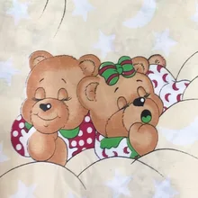 WM 142gsm Сoarse бязь постельное белье из льняной ткани для детей плюшевый мишка непрерывного кроя постельные принадлежности простыни напечатанные хлопок ткань для sewin