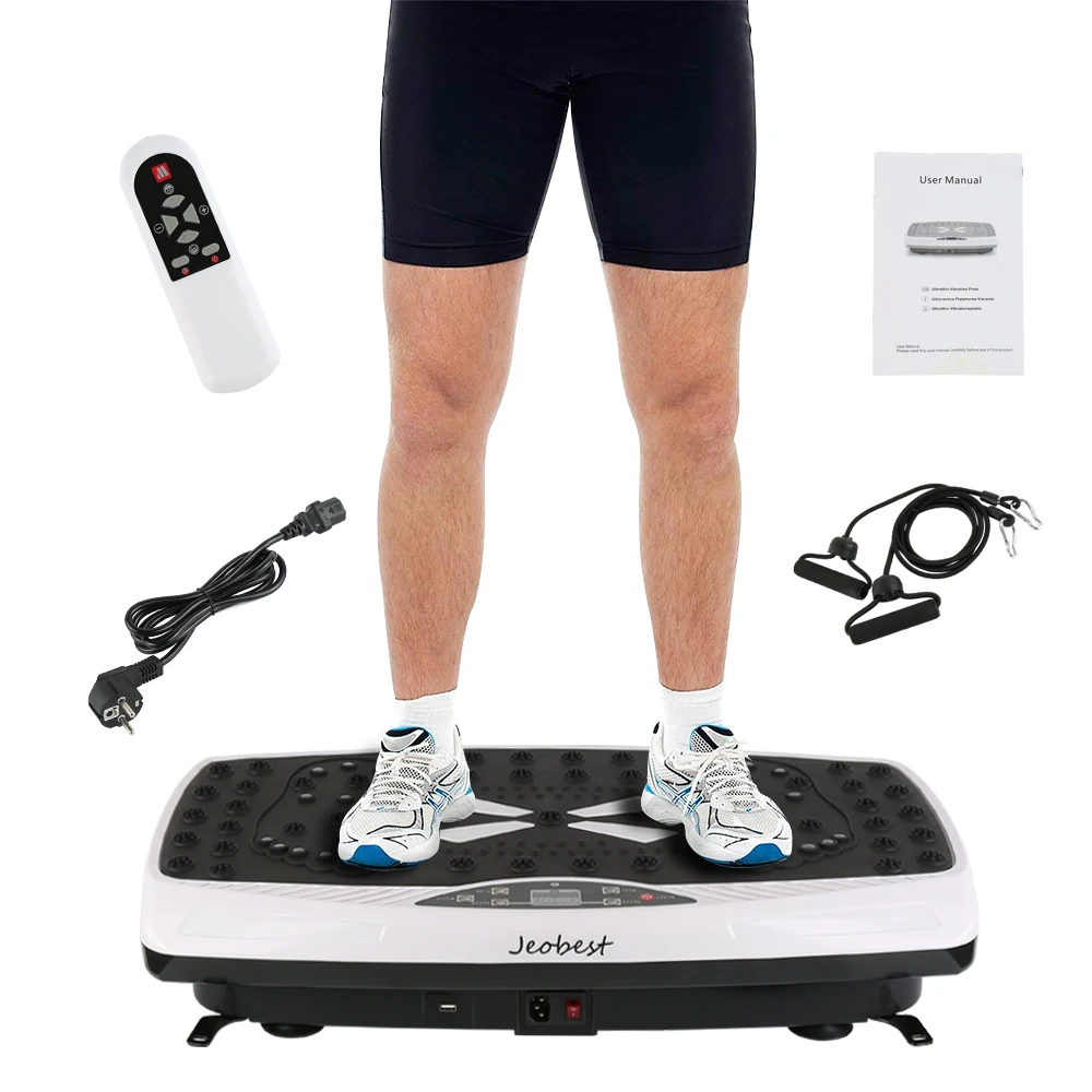 

Exercise Fitness Slim Vibration Machine Trainer Plate Platform Body Shaper with Resistance Bands+ Remote Control Tool Kit HWC