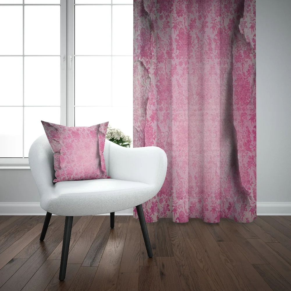 

Else White Pink Ethnic Vintage Aging Wall Design 3d Print Living Room Bedroom 1 Panel Set Curtain Combine Gift Pillow Case