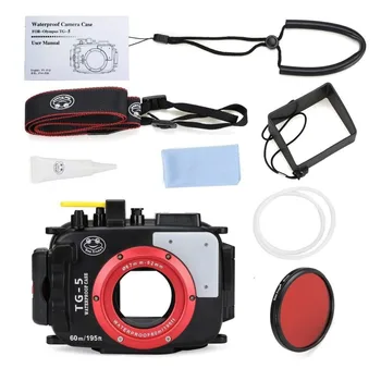 

Seafrogs 195FT/60M Underwater camera waterproof diving housing for Olympus TG-5 as PT-058 with Red Filter 67mm for gift