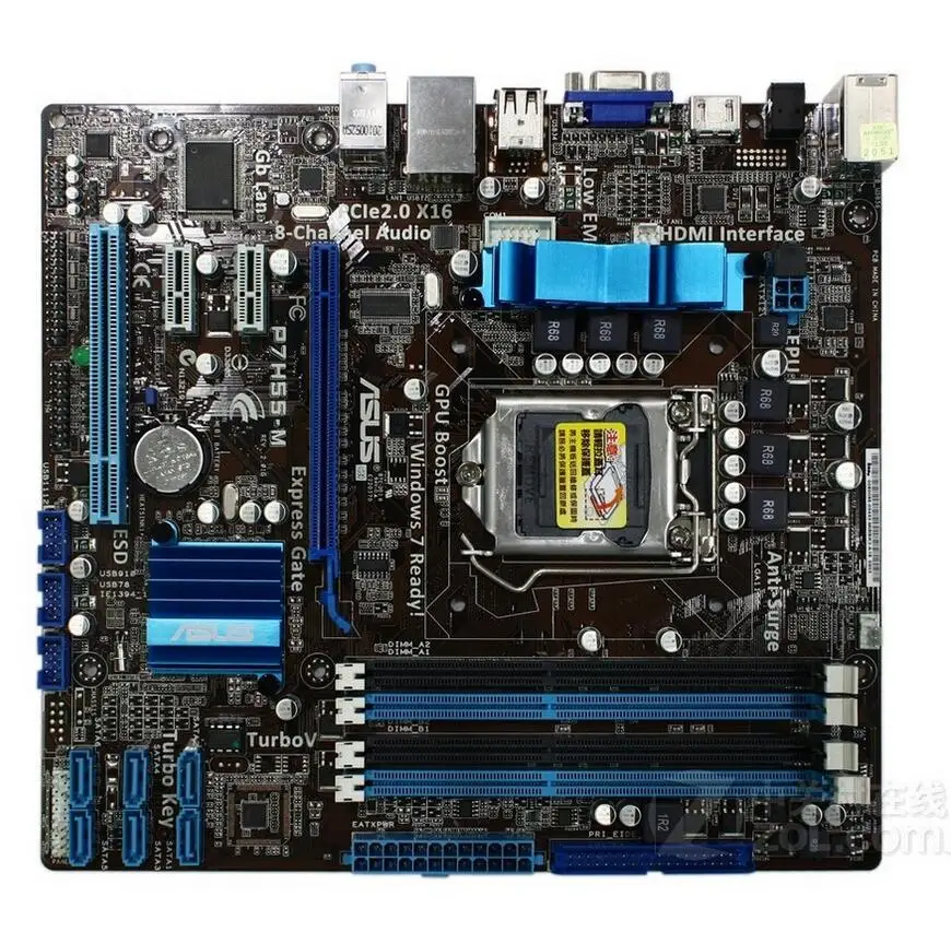 Разъем LGA 1156 для ASUS оригинальная б/у настольная плата Intel H55 материнская DDR3 |