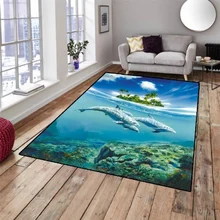 Еще тропический остров под морем плавать Dolpins 3d принт Нескользящая микрофибра Гостиная декоративный современный моющийся коврик