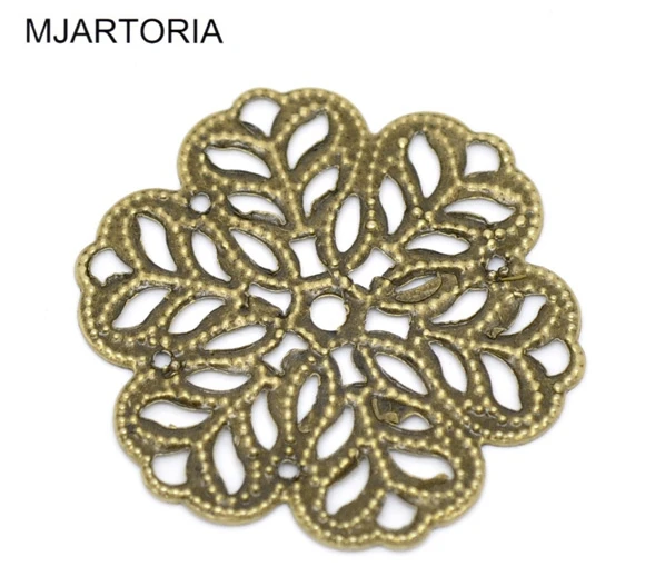 MJARTOTIA 200PCs Vintage Bronze Tone Cabochons Hollow Leaf Flower Pattern Metal DIY Accessories For Jewelry Crafts | Украшения и