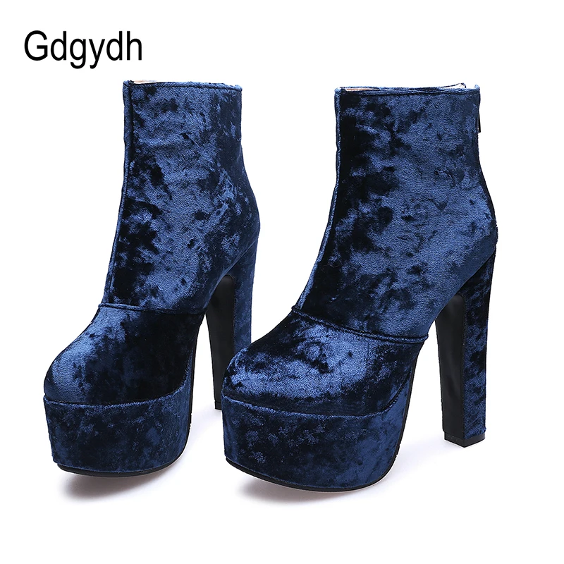 Gdgydh/; Модные осенние женские ботильоны; обувь на высоком каблуке; замшевая женская обувь на платформе и каблуке с круглым носком; обувь на молнии; большие размеры