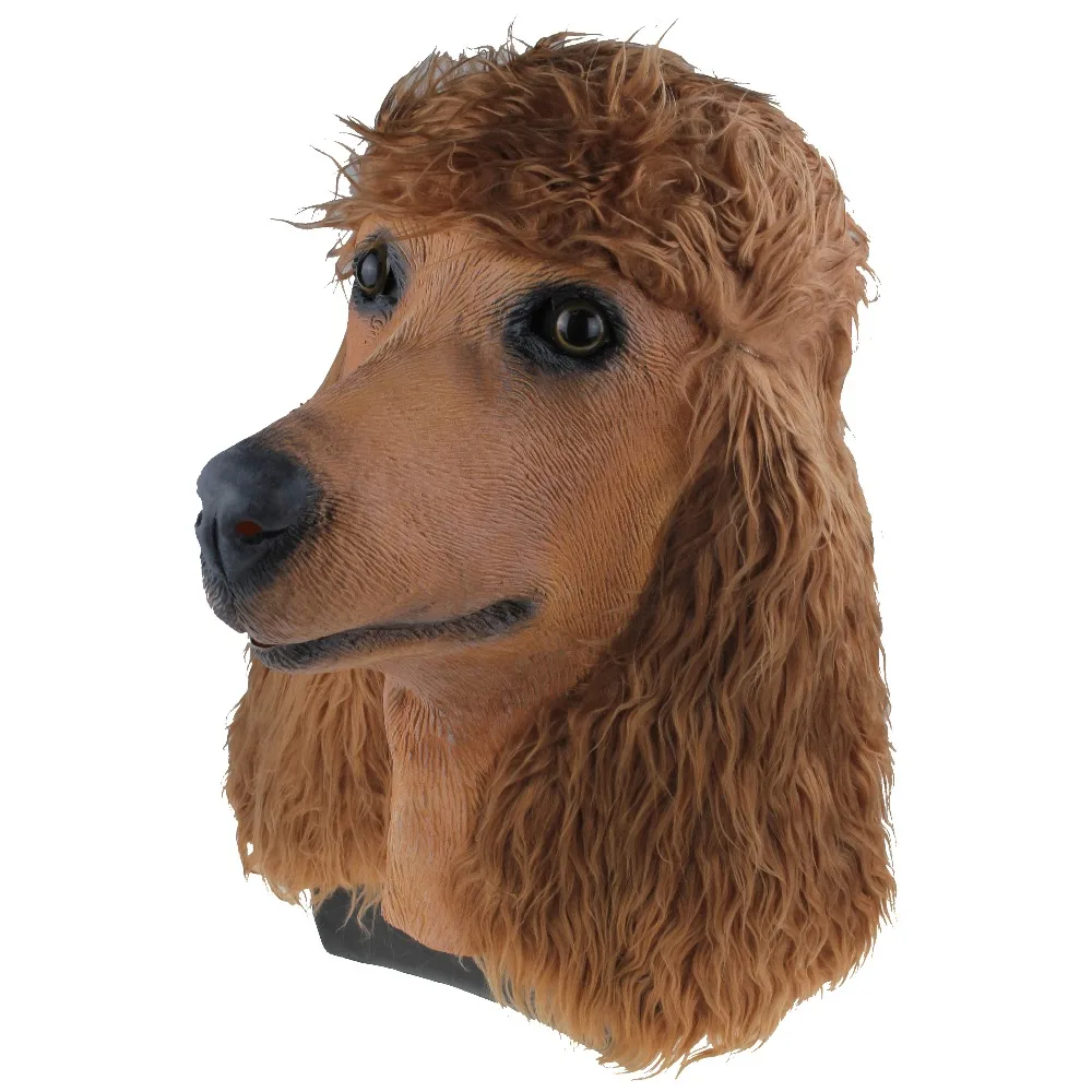 

Latex Poodle Dog Mask Elegant Longhaired Brown Pet Dog Masks Dog Head Masquerad Mask Halloween Party Costumes