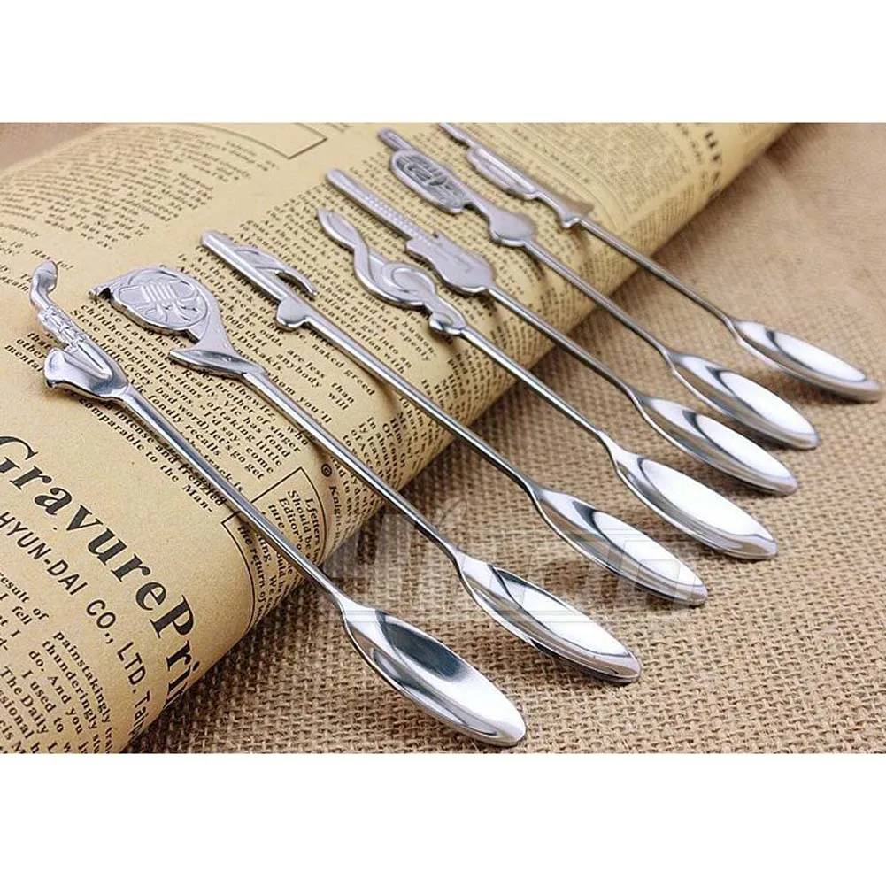 1PC Creative Alloy Coffee Spoon Musical font b instruments b font Shape Handle Tea Stirring Spoons
