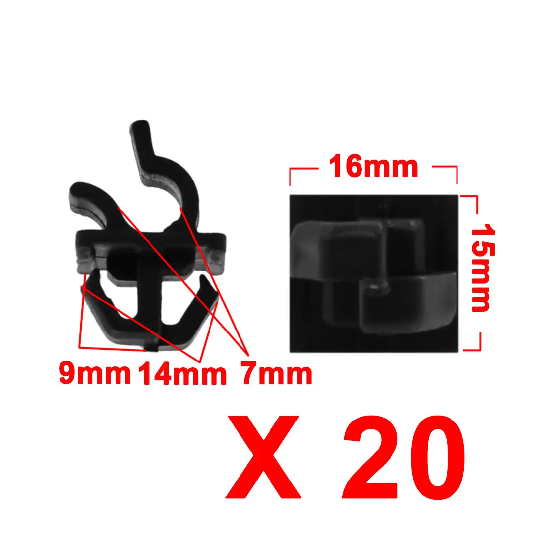 X Autohaux 20Pcs Black Plastic Rivets Engine Lid Prop Rod Retainer Support Clamp Clip 14Mmin