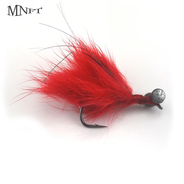 MNFT 6Pcs Lead Head Red Body Nymph Fly Flies Fishing Trout Bait
