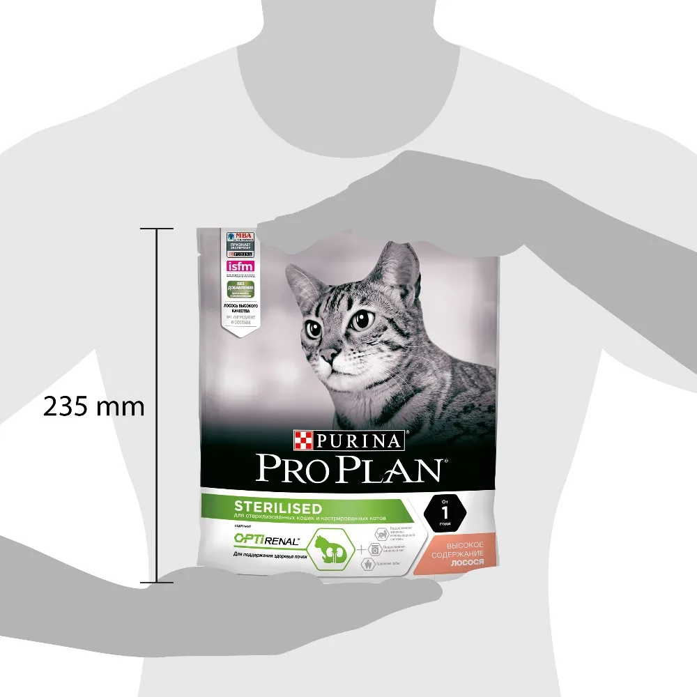 Сухой корм Purina Pro Plan для стерилизованных кошек и кастрированных котов, с лососем, 8 упаковок по 400 г